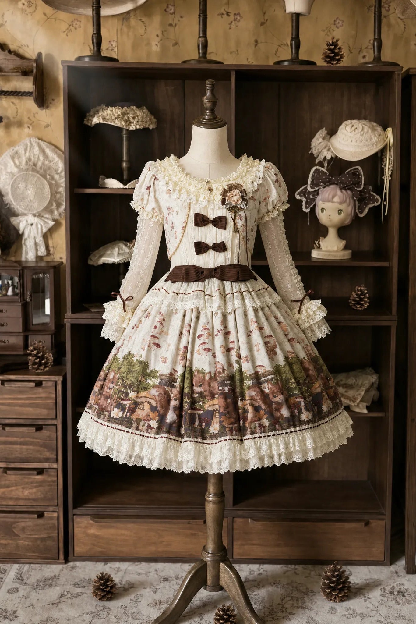 Magic Telegram Squirrel Fairytale Cottage Lolita Short OP