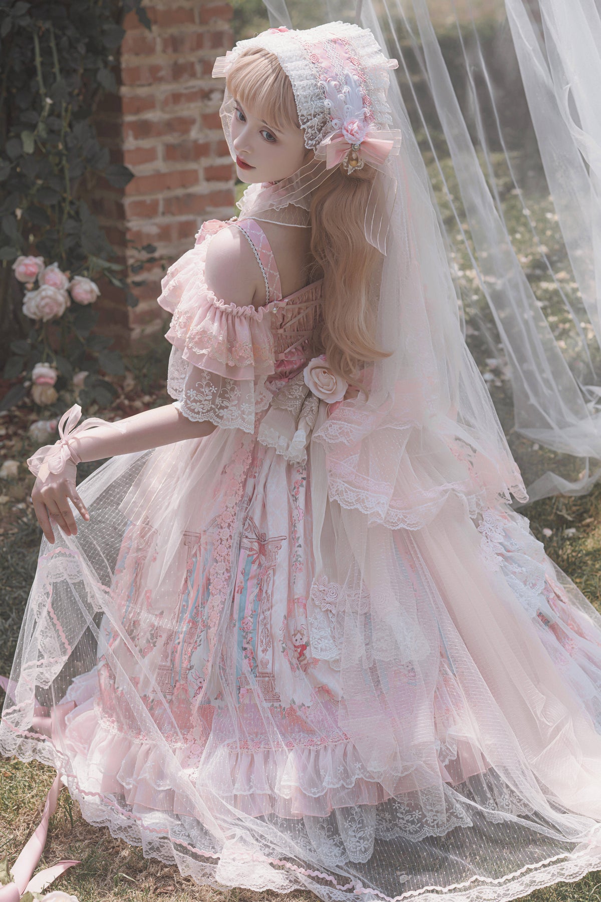 Moon Ballad Lolita Gorgeous Bridal Light Pink JSK Full Set