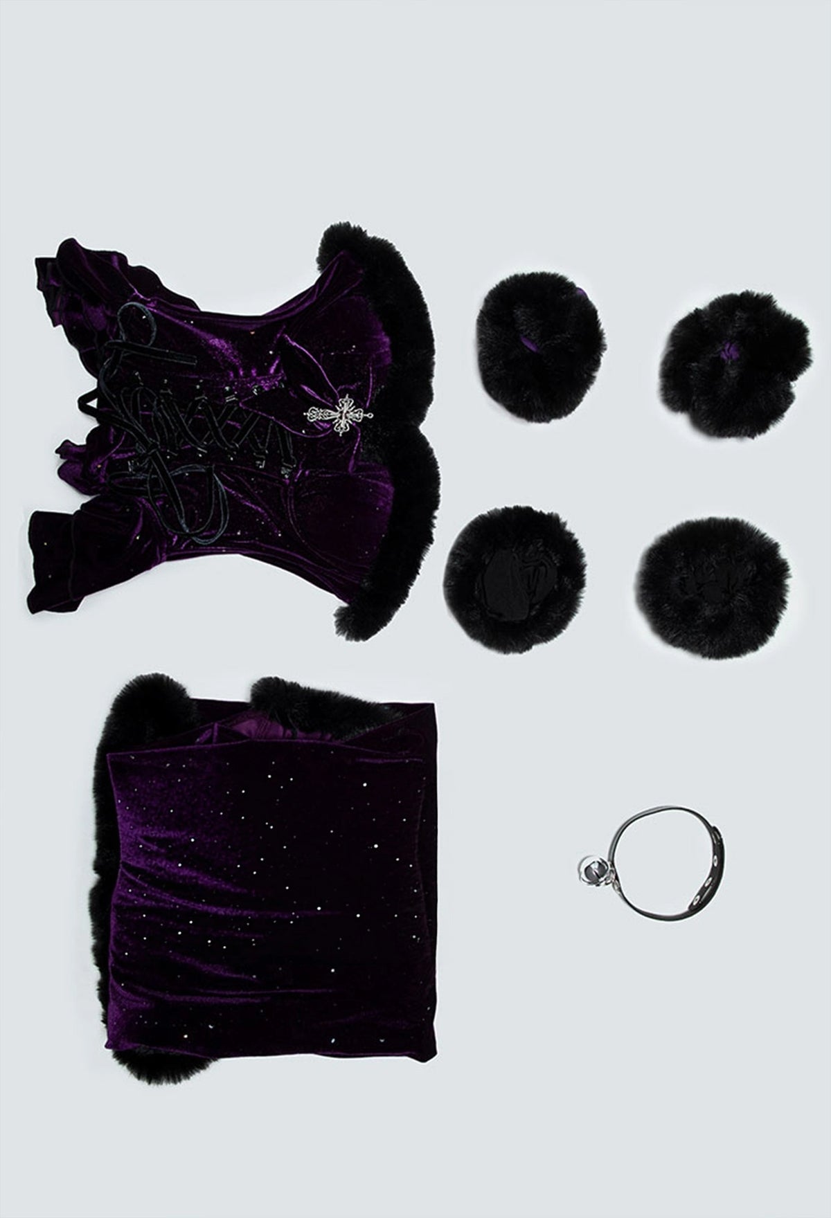 Witch Banquet Series Black Purple Velvet Cape Cosplay Costume
