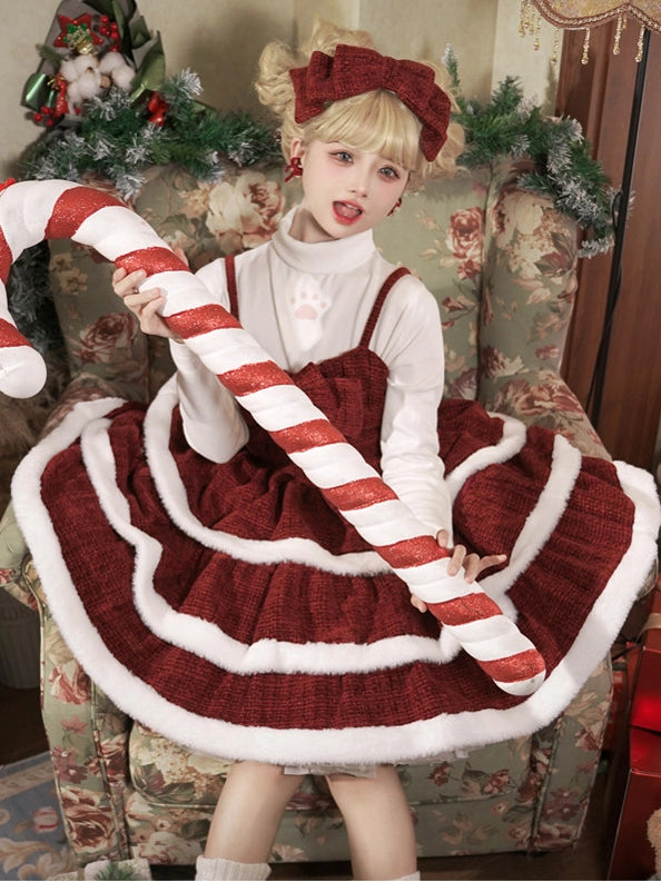 Christmas Carol Original Lolita Red Dress & Cape Set