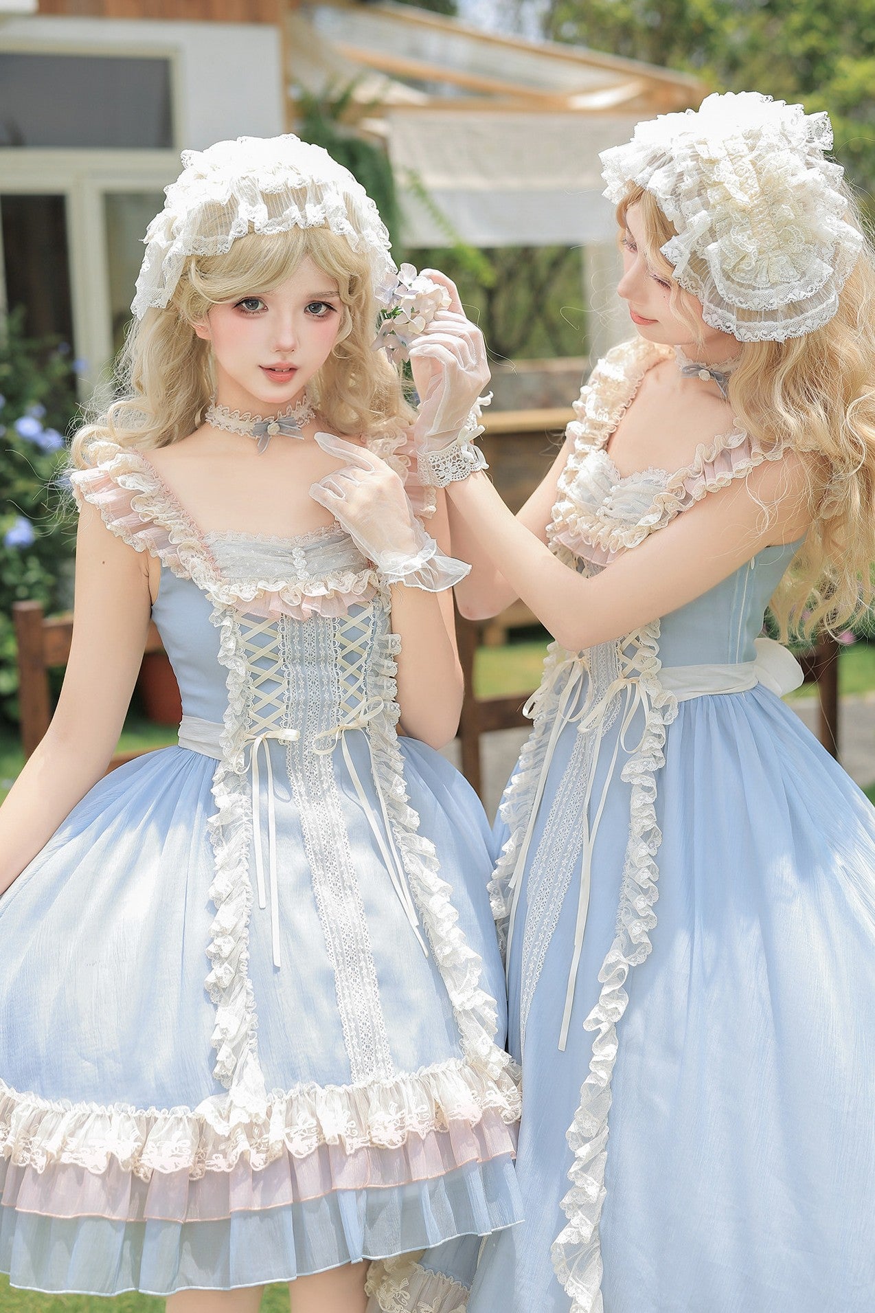 Island Diary Blue Romantic Flutter Sleeve Lolita JSK