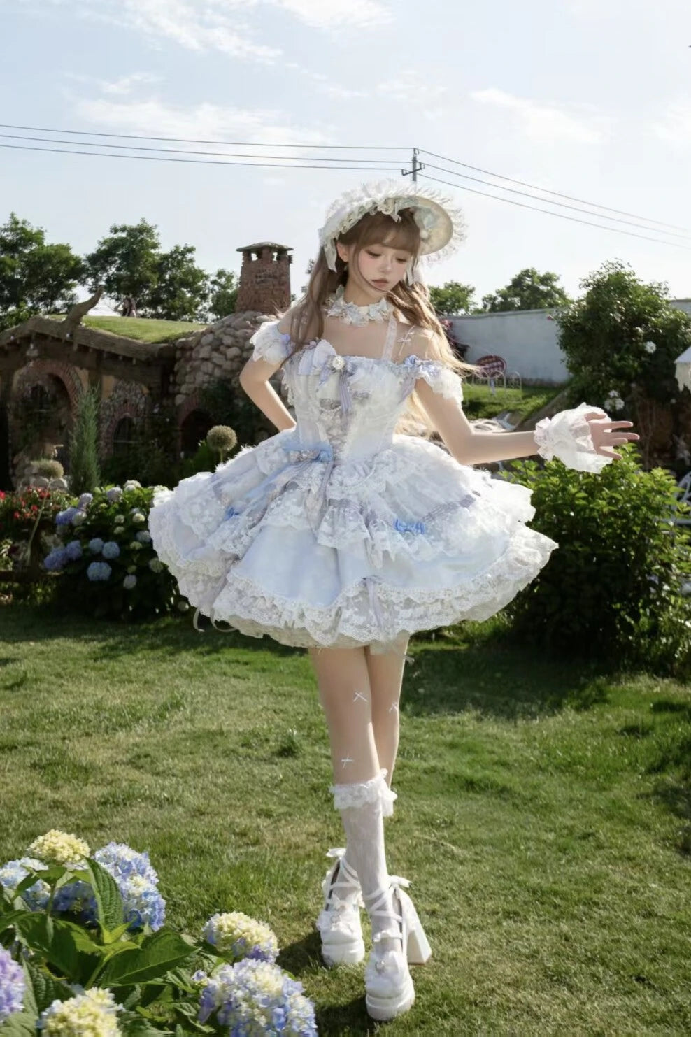 Anna's Ball Light Pink Light Blue Classic Ballet Lolita JSK