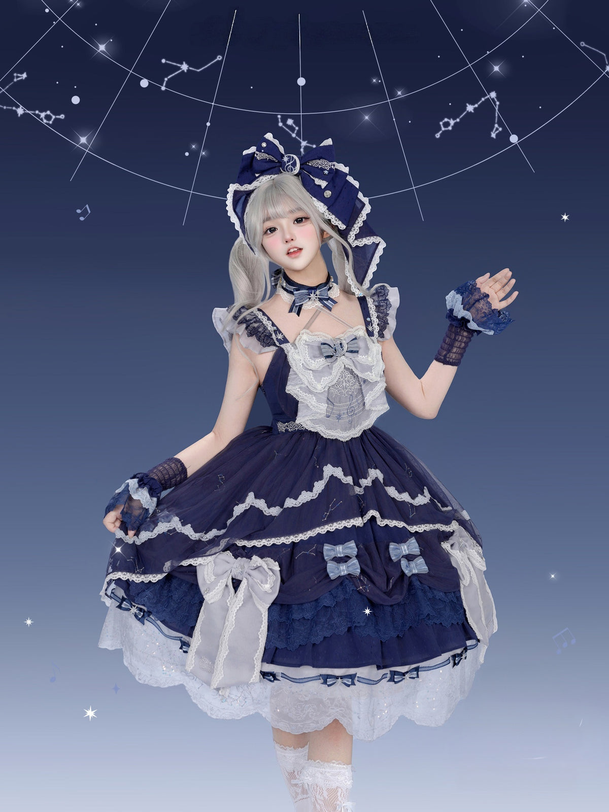 Stellar Symphony Lolita Light Moonlight & Midnight Sky JSK Dress