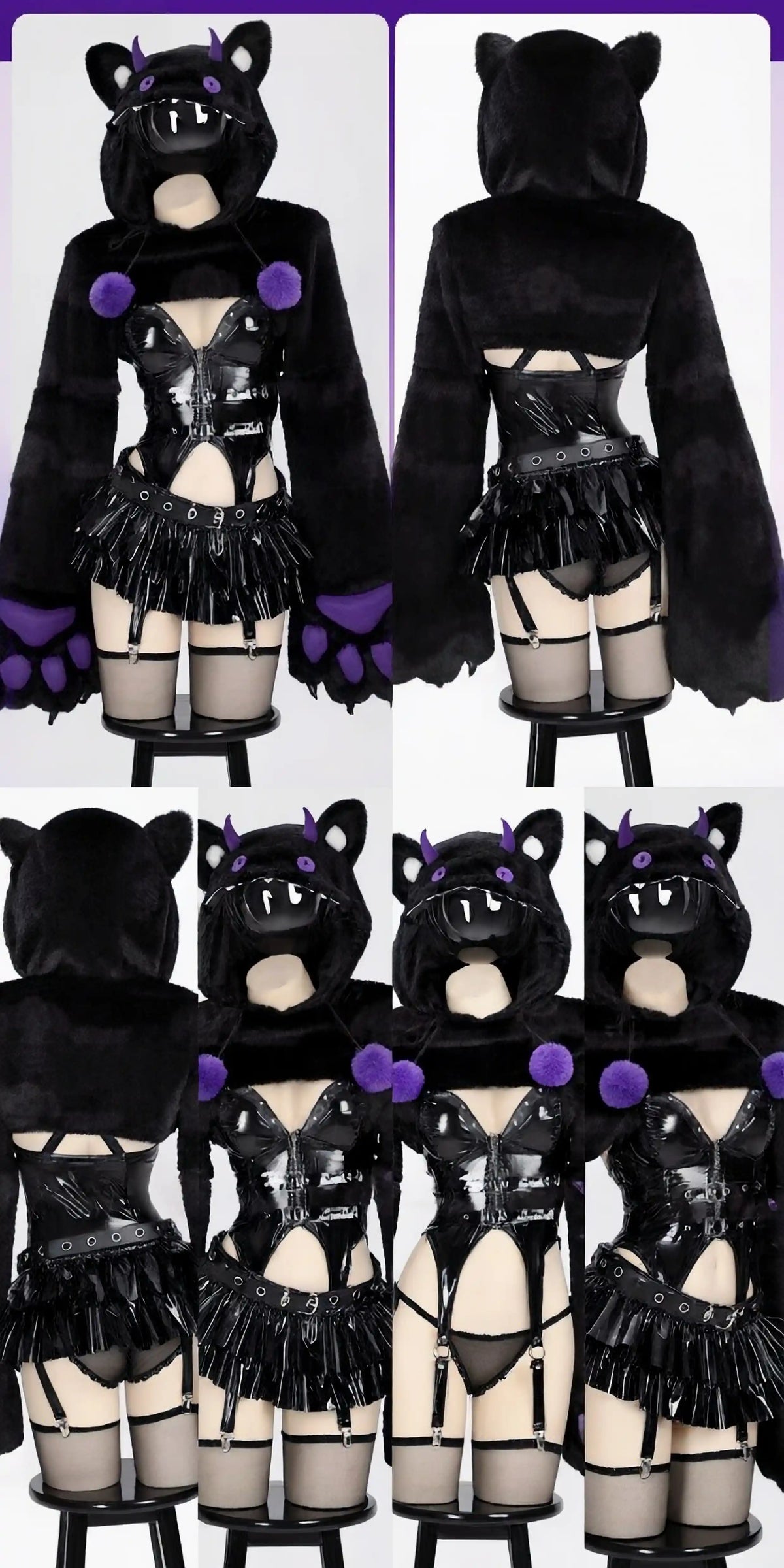 Demon Buttons Cute Cat Halloween Cosplay Costume