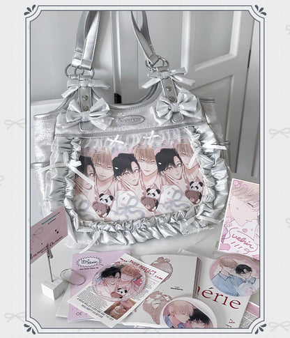 Lolita Elegant Black Ruffle Bow Ita-Bag Handbag