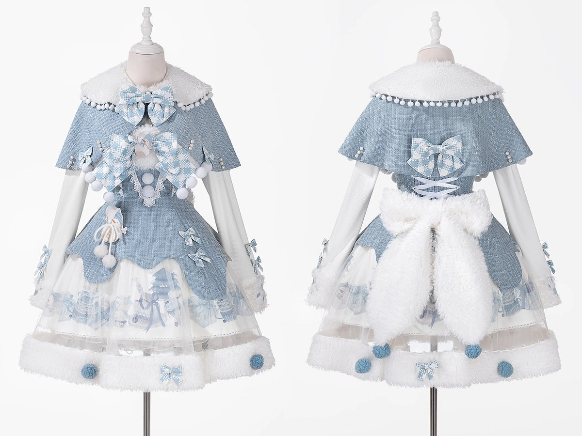Rolling Snowball Lolita Christmas Camisole Inner Dress & Cape Set