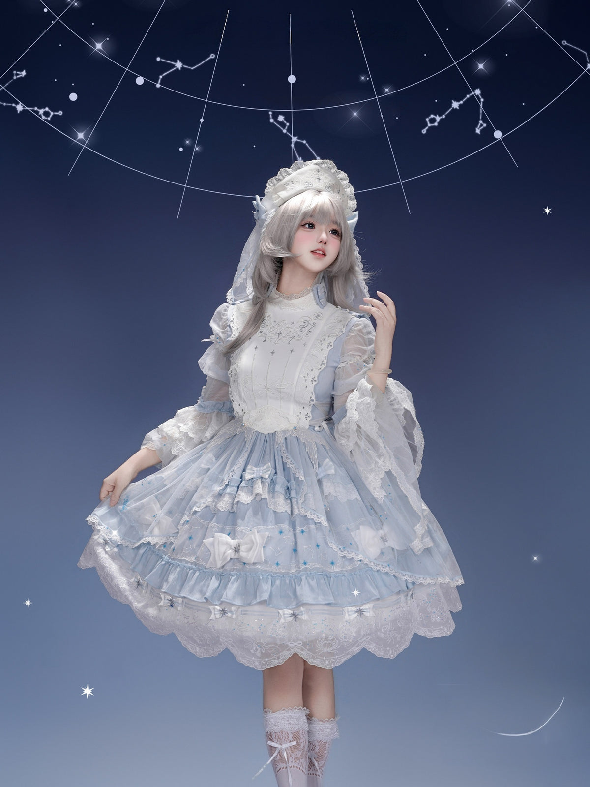 Stellar Symphony Lolita Light Moonlight & Midnight Sky Dress