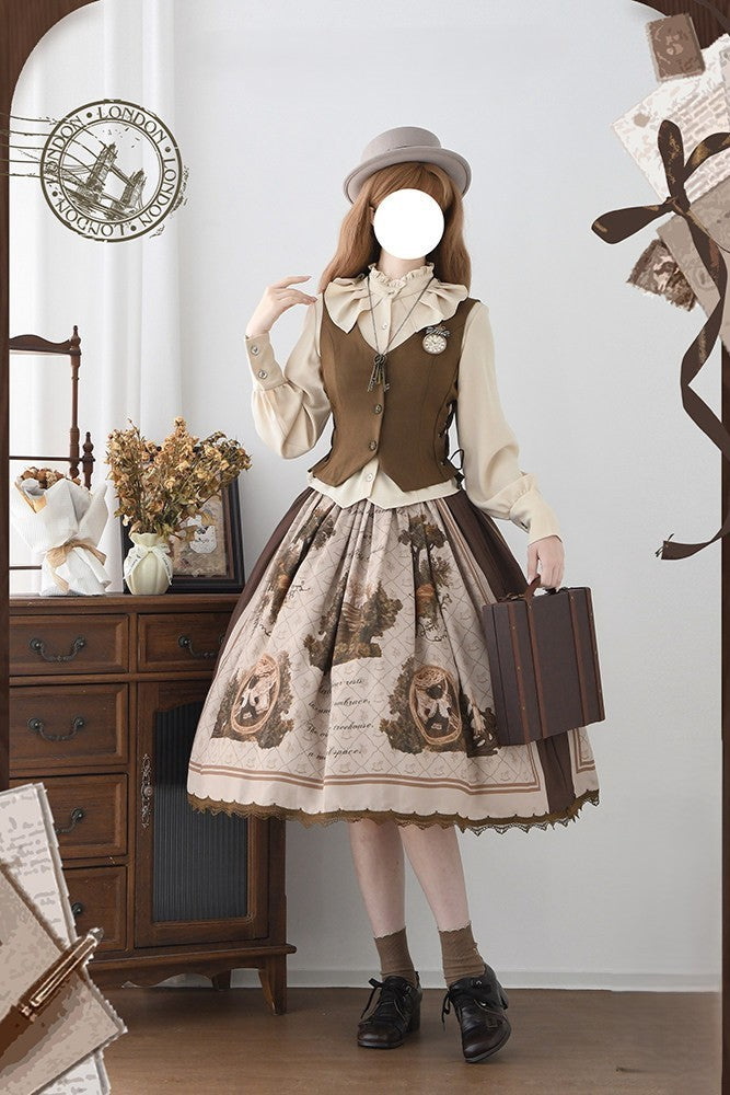 Treehouse Secret Realm Lolita Classic Style Blouse, Waistcoat & Half Skirt Set