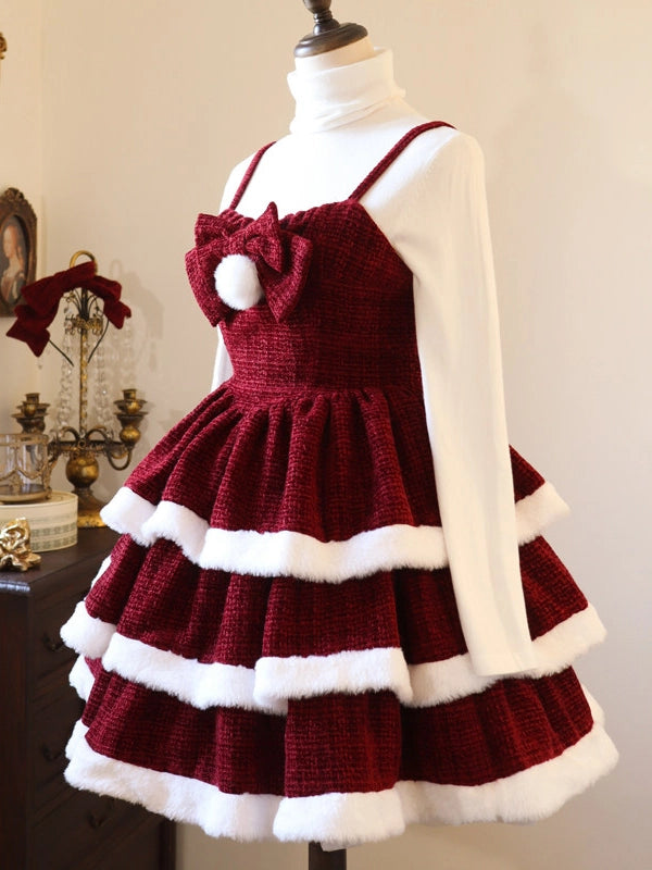 Christmas Carol Original Lolita Red Dress & Cape Set
