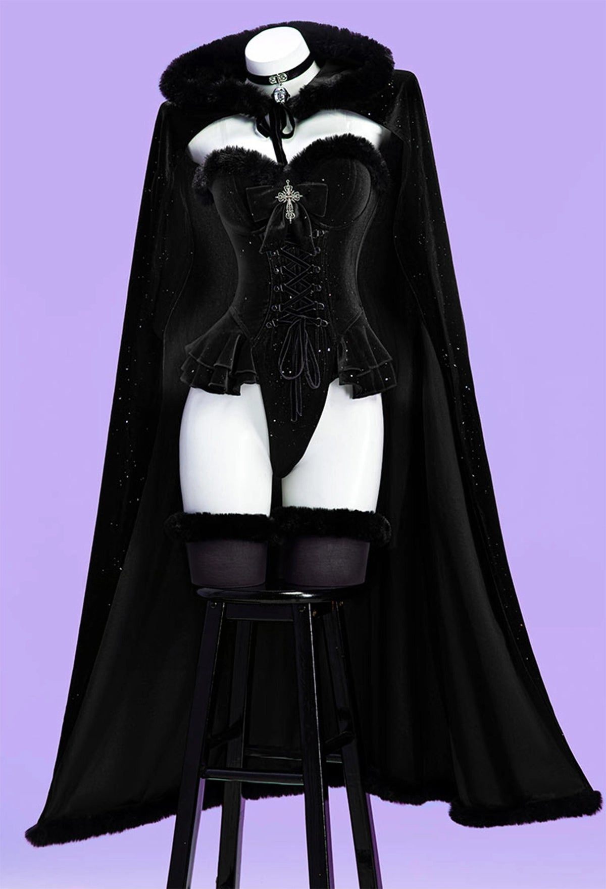 Witch Banquet Series Black Purple Velvet Cape Cosplay Costume