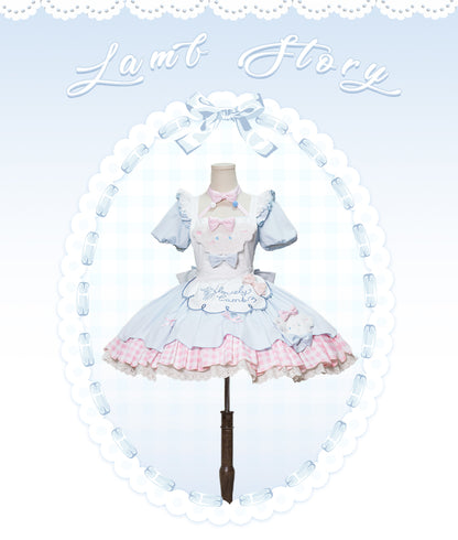 Lolita Kawaii Lamb Puff Sleeves OP Dress LS1014
