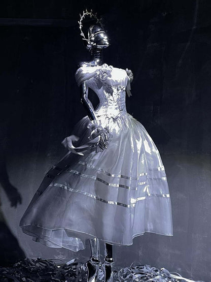 Lolita Silver White Satin Ballet Dress LC1010