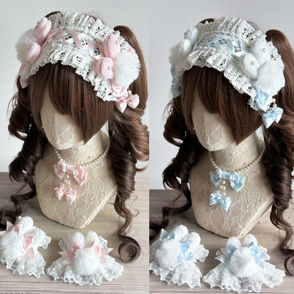 Lolita Kawaii Fluffy Bunny Headband LA1009