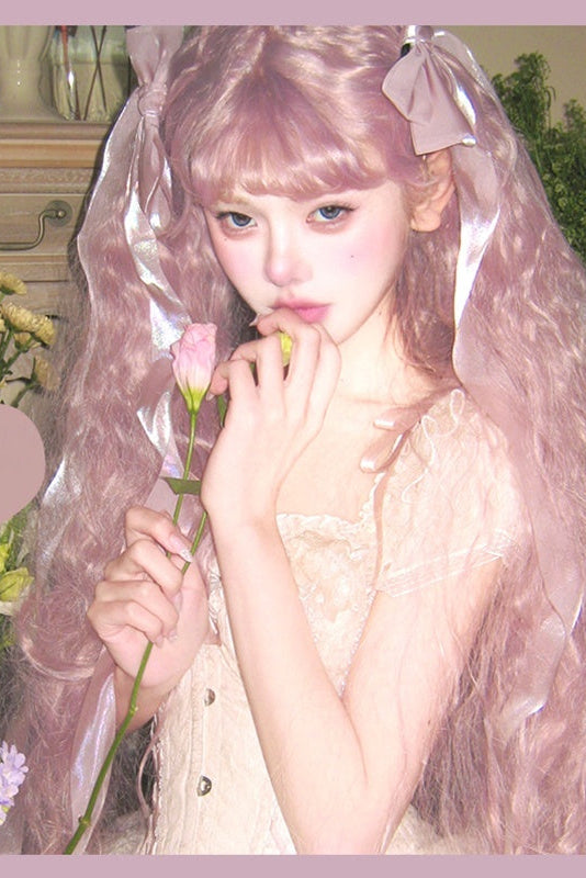 Длинный волнистый парик "Принцесса" ягодного розового цвета LE7018