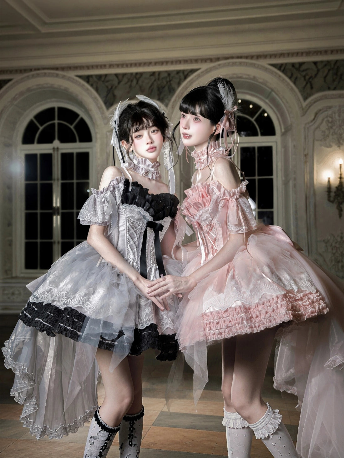 Swan Dance Lolita Sweet Ballet Pink & Black JSK Set