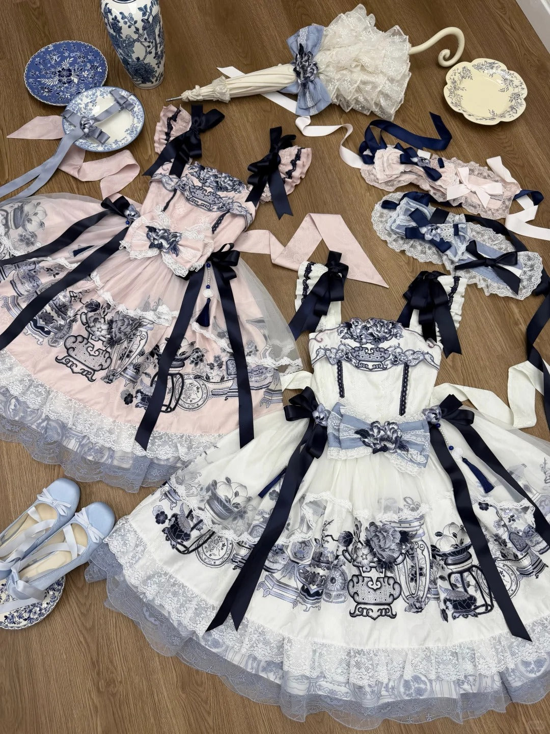 Celadon Jade Cup Japanese Style Blue JSK Dress