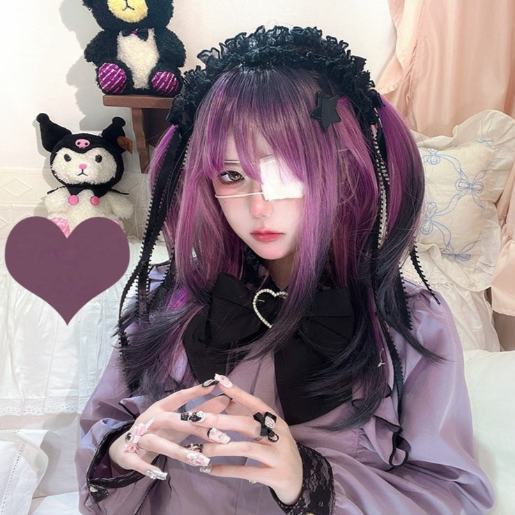 Long Curly Berry Ryousangata Highlights Wig LE7032