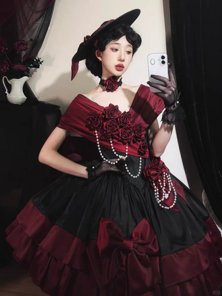 Treasure Chest Rose Lolita Red Dress
