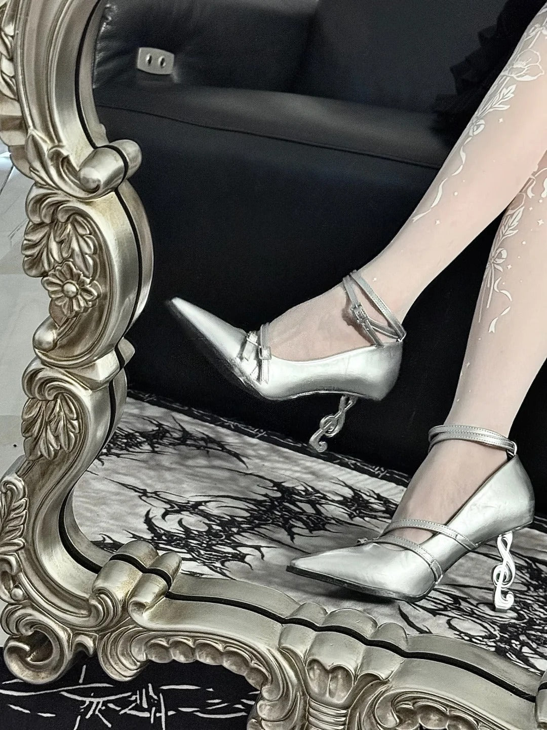 Deadly Crescendo 8cm Musical‑Note Stiletto Gothic Heels