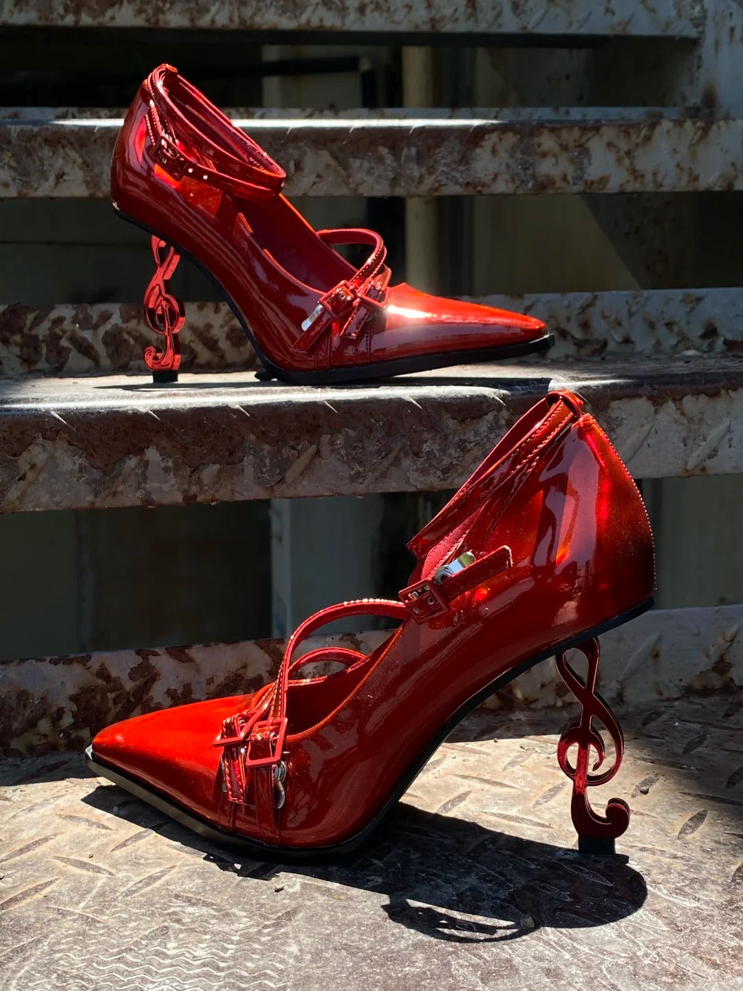 Deadly Crescendo 8cm Musical‑Note Stiletto Gothic Heels