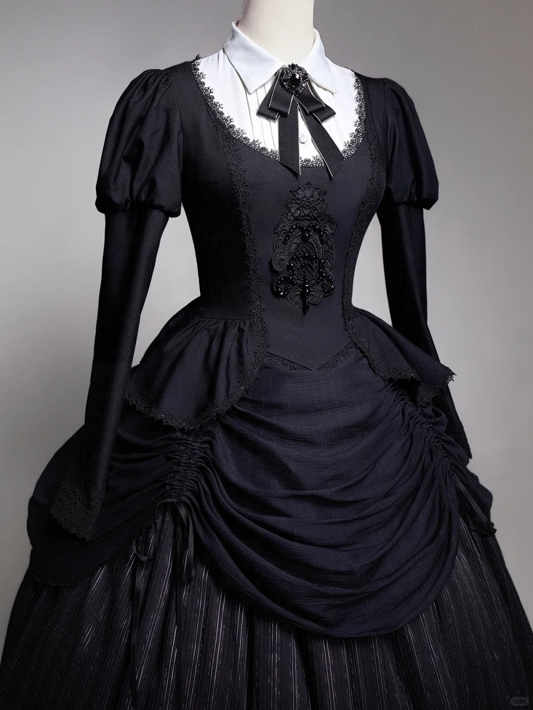 Stripe Diary Dark Academia Gothic Lolita Top and Skirt Set