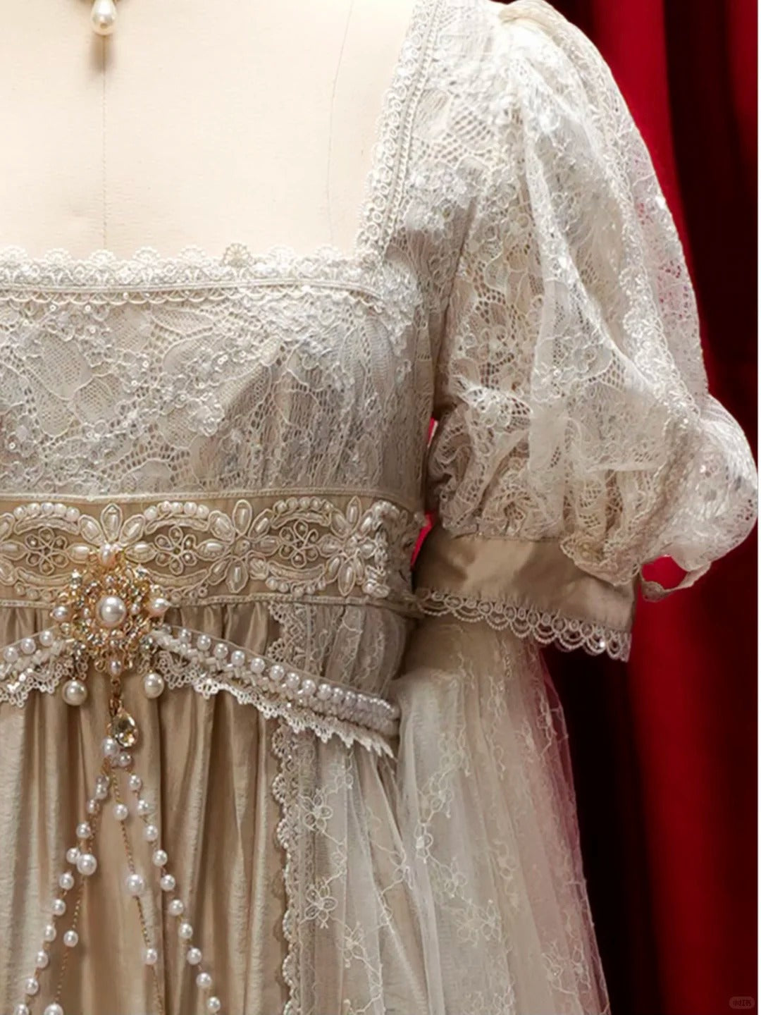 Crown Radiance Champagne Imperial Court Empire Waist Lolita OP Dress