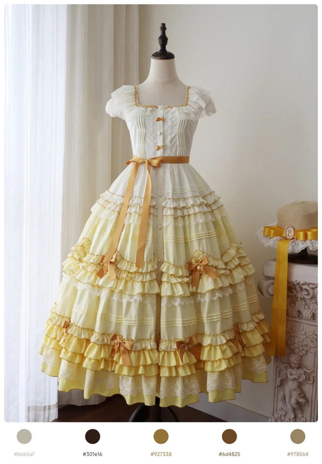 Vintage Classic Lolita Gradient Cream Yellow JSK Dress