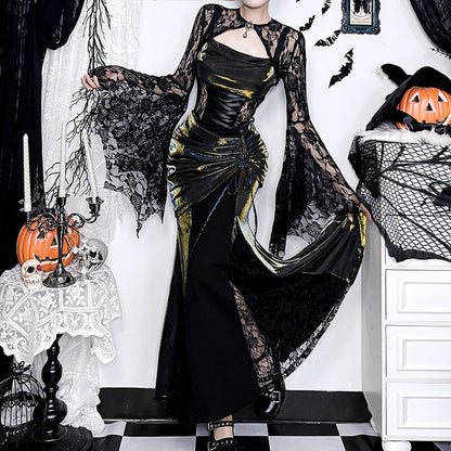 Lolita Gothic Halloween Witch fishtail dress set LG1015