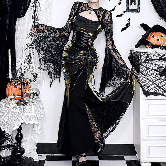 Lolita Gothic Halloween Witch fishtail dress set LG1015