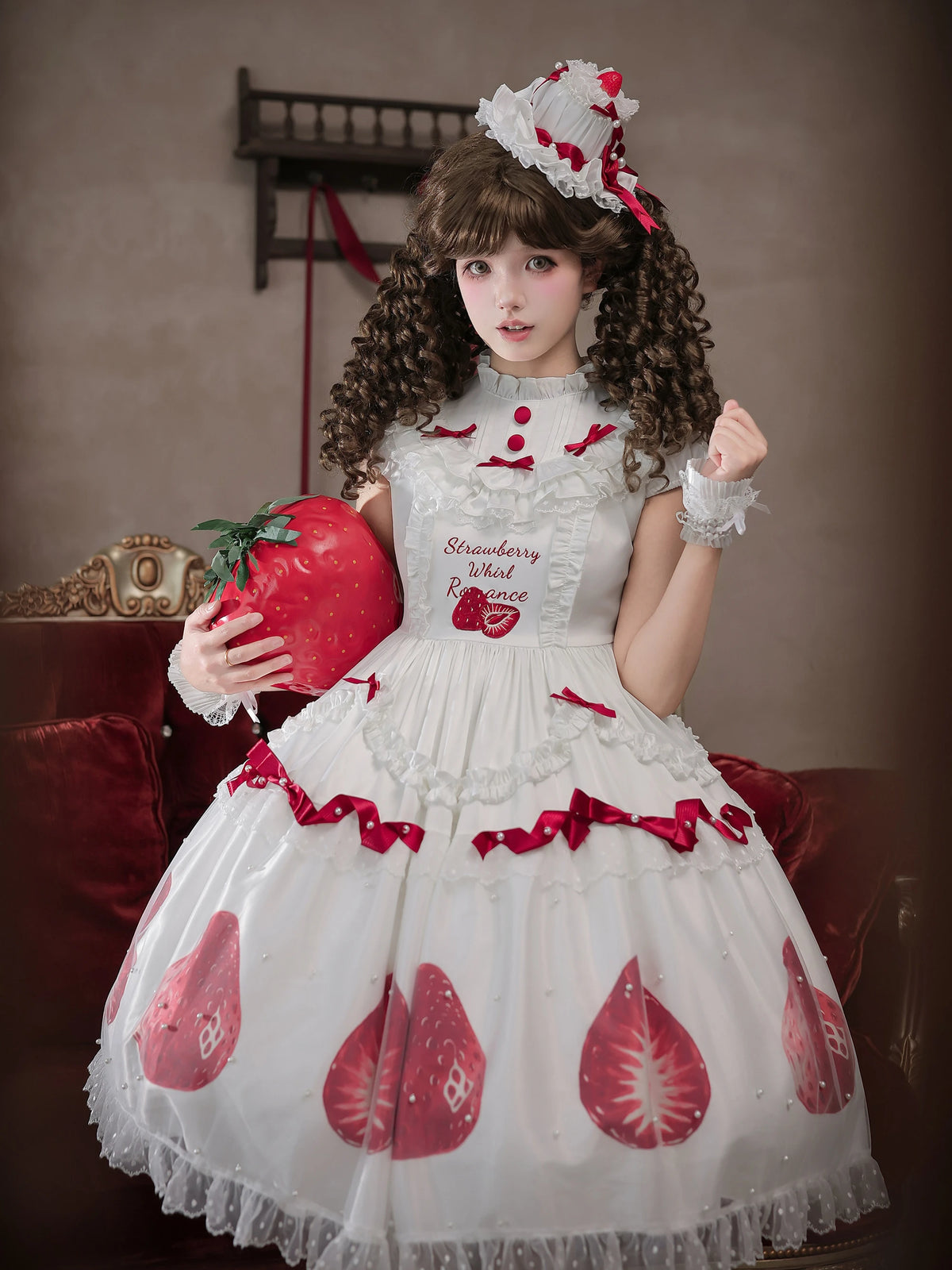 Half Strawberry Sweet Princess Style Lolita Strawberry OP Dress