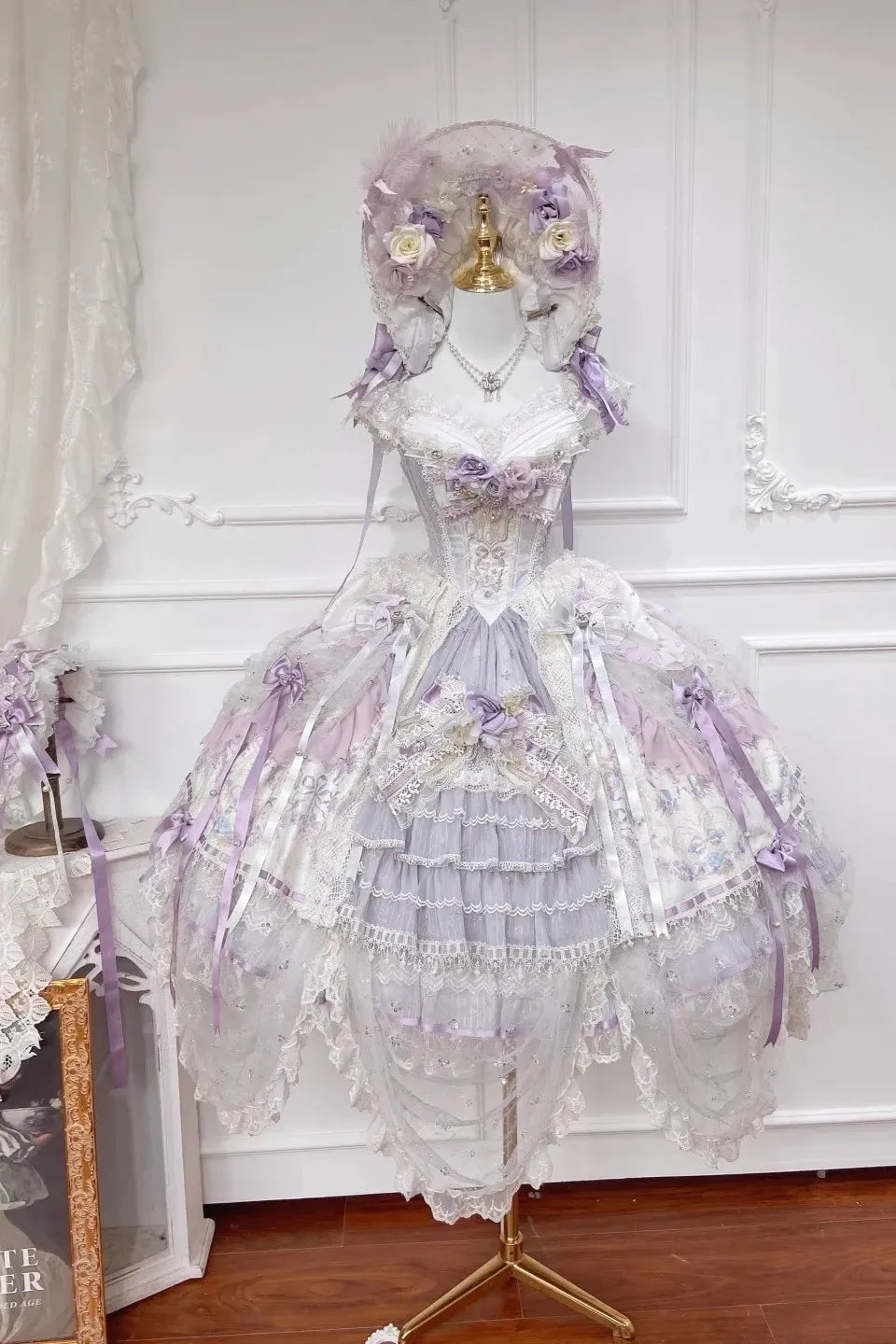 Elegant Floral Wall & Perching Bird Bridal Lolita Dress — Gorgeous Hanayome Style