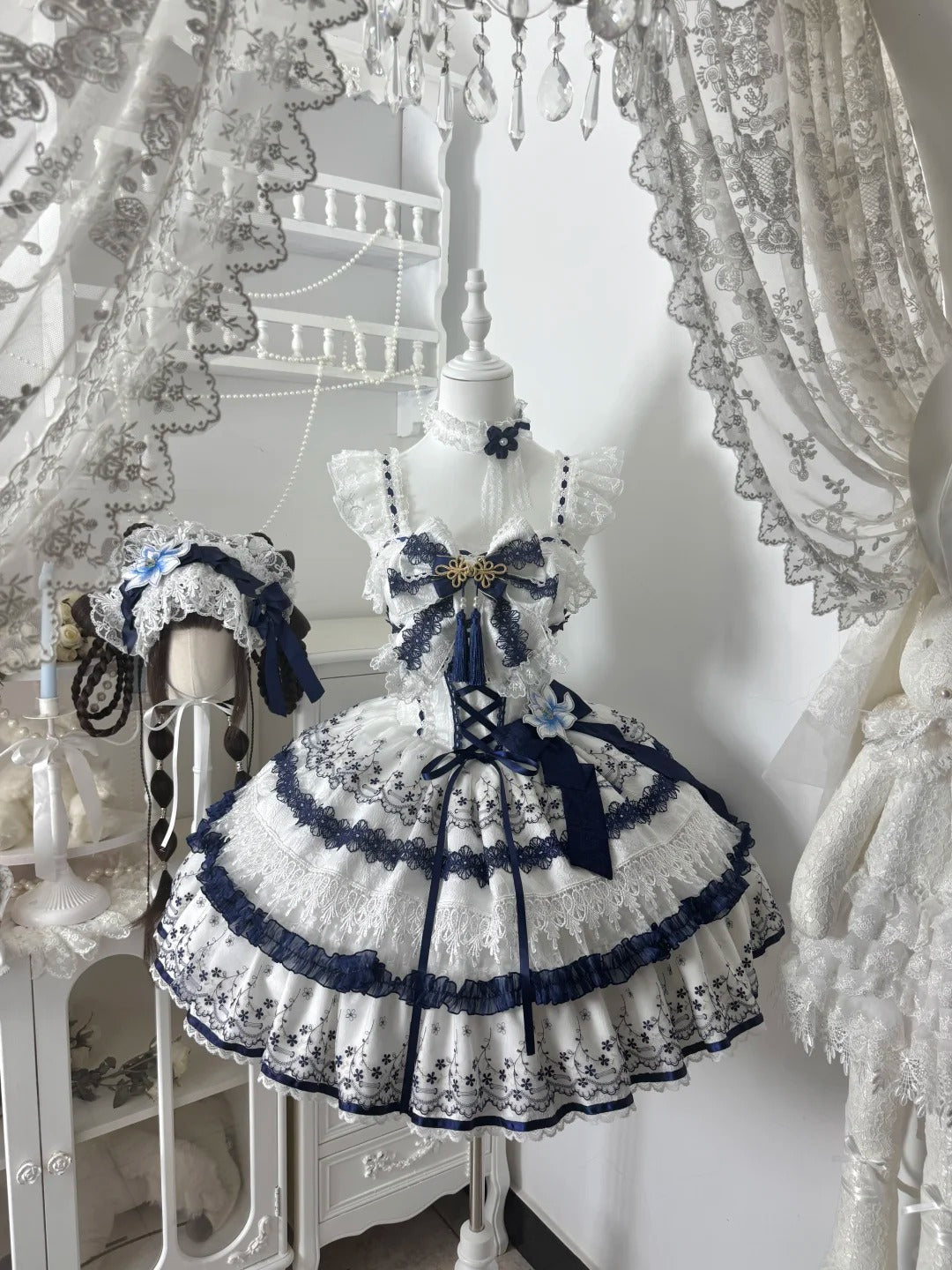Qingyuan Fu Blue Porcelain Sweet Lolita JSK Suspender Dress