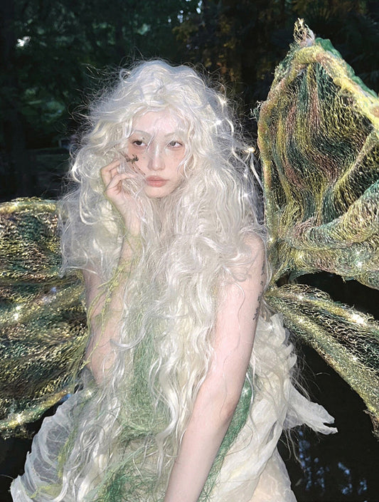 Long Curly Platinum Blonde Fairy Classic Wig LE7005