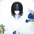 Short Dark Brown Y2K Wig with Blue Highlights LE7029