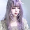 Ash Purple Ethereal Long Straight Wig with Bangs LE7017