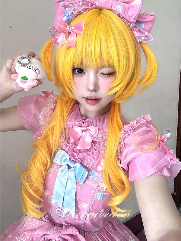 Y2K Golden Jellyfish Long Wavy Wig LE7016