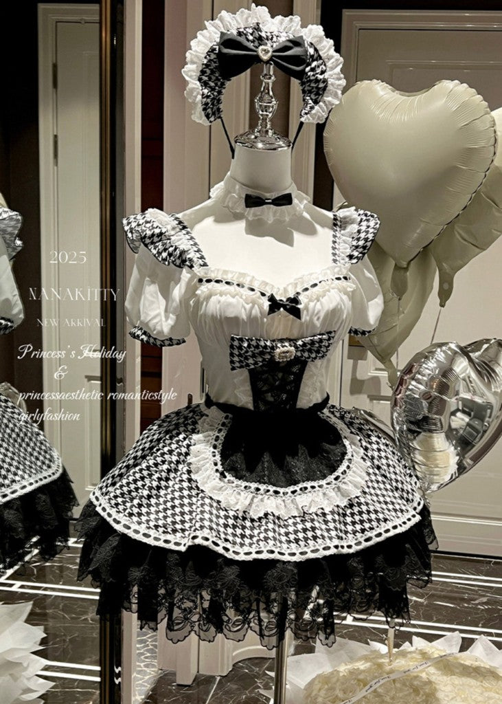 Love Houndstooth Sweet Holiday Uniform Dress