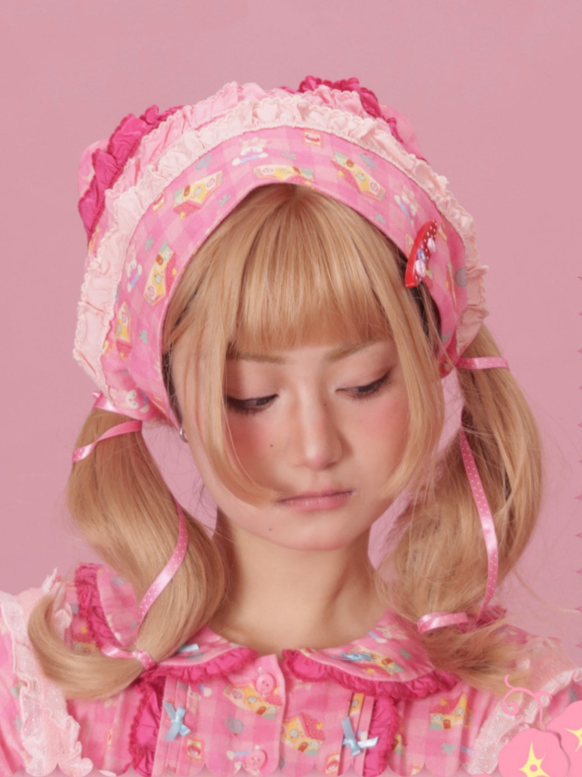 Maiden Tulle Lolita Pink & White Two-tone Spliced Overdress Dress Set