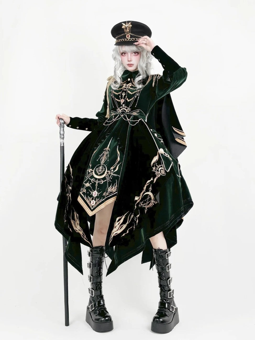 Final Relic Military Gothic Lolita OP Dress Full Set