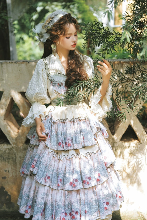 Berry Pie Lolita Print Long / Short JSK Dress