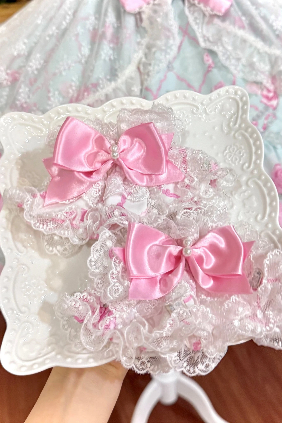 2026 Summer Rose Lattice Lolita Accessories Set - LolitaEra