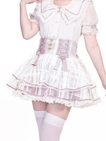 Lolita Seisokei Organza Lace-up Skirt LR1004