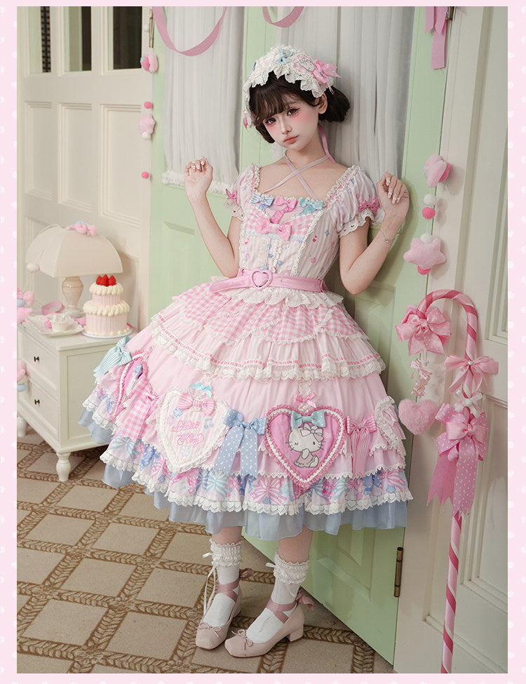 Hello Kitty Bow Theme Collaboration Series Lolita JSK & OP Set