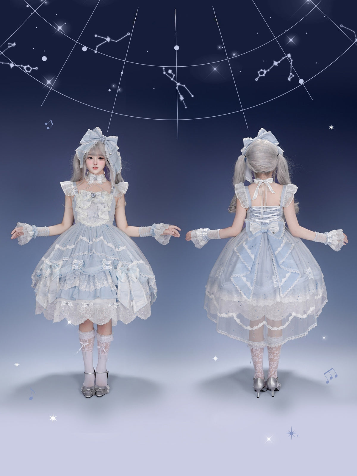 Stellar Symphony Lolita Light Moonlight & Midnight Sky JSK Dress