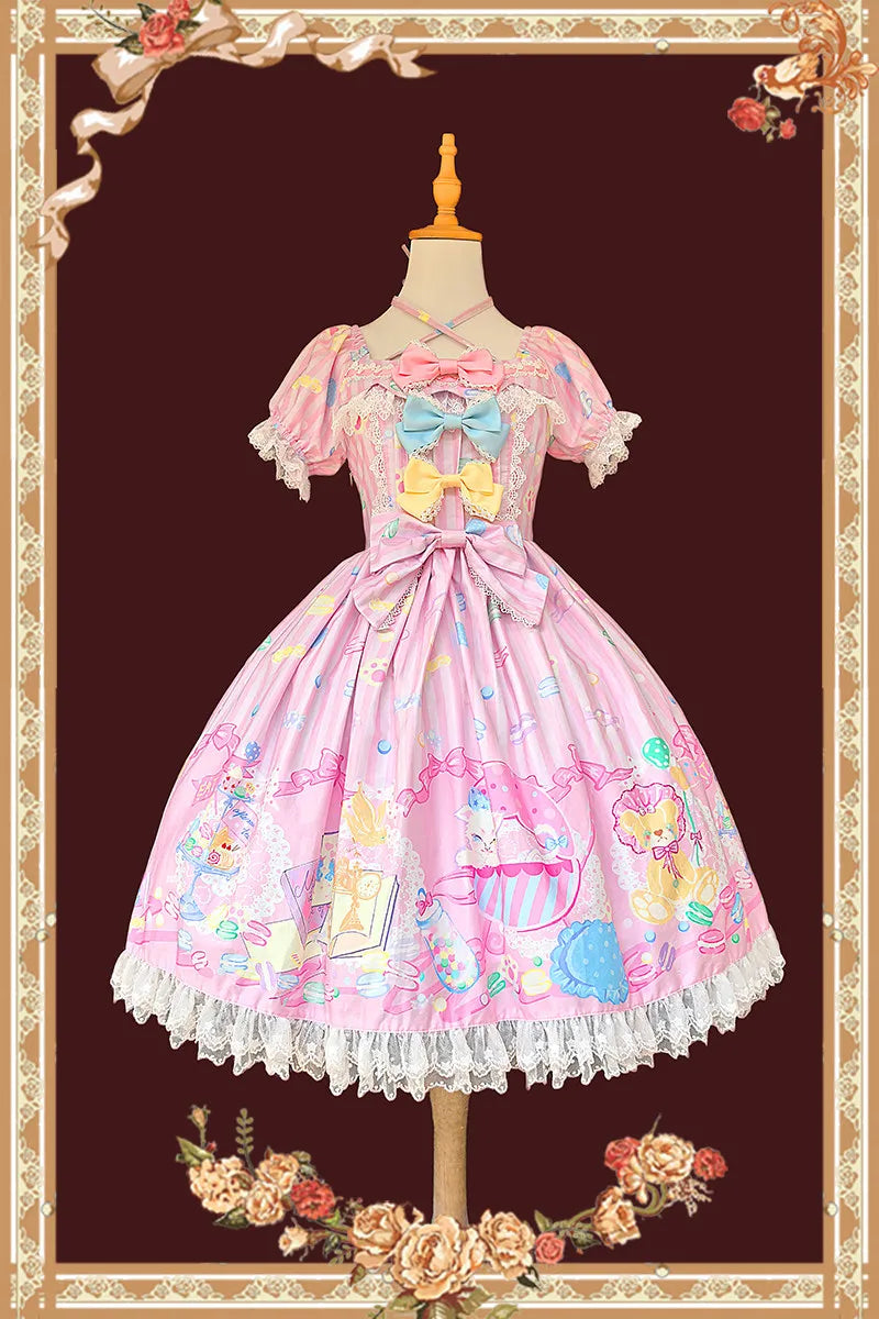 Macaron Dolly House Candy Print Sweet Lolita OP Dress