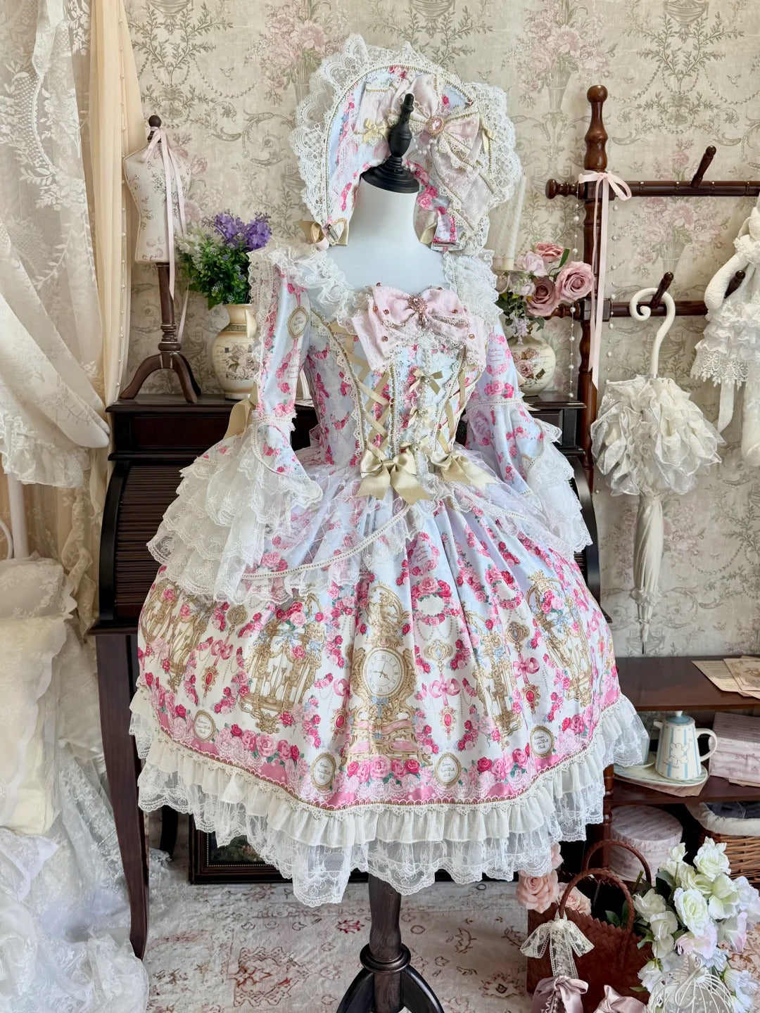 Rose Garden Prelude Sweet Lolita Long Sleeve OP Dress