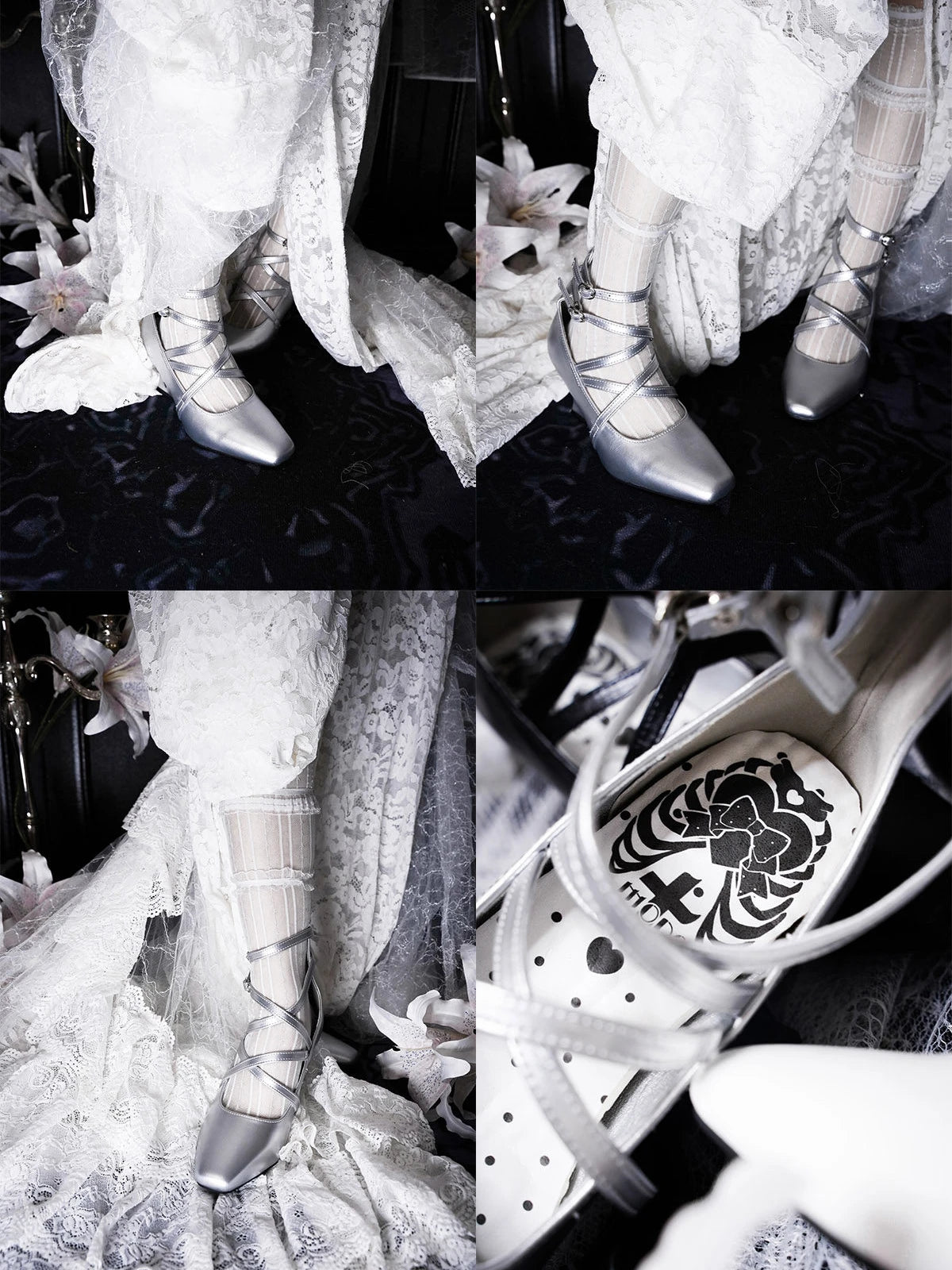 Rose Cross Lolita Gothic Wedge Heel Shoes