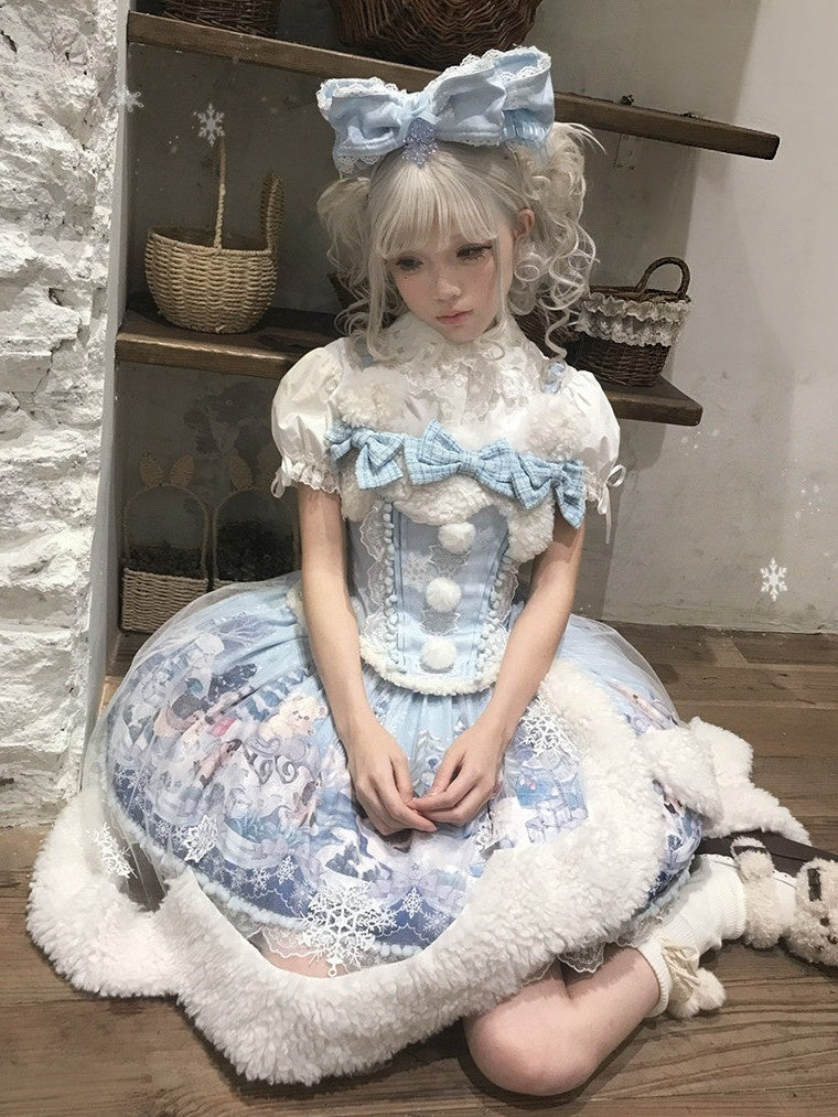 Penguin Snowball Cute Sweet Lolita Blue JSK Dress