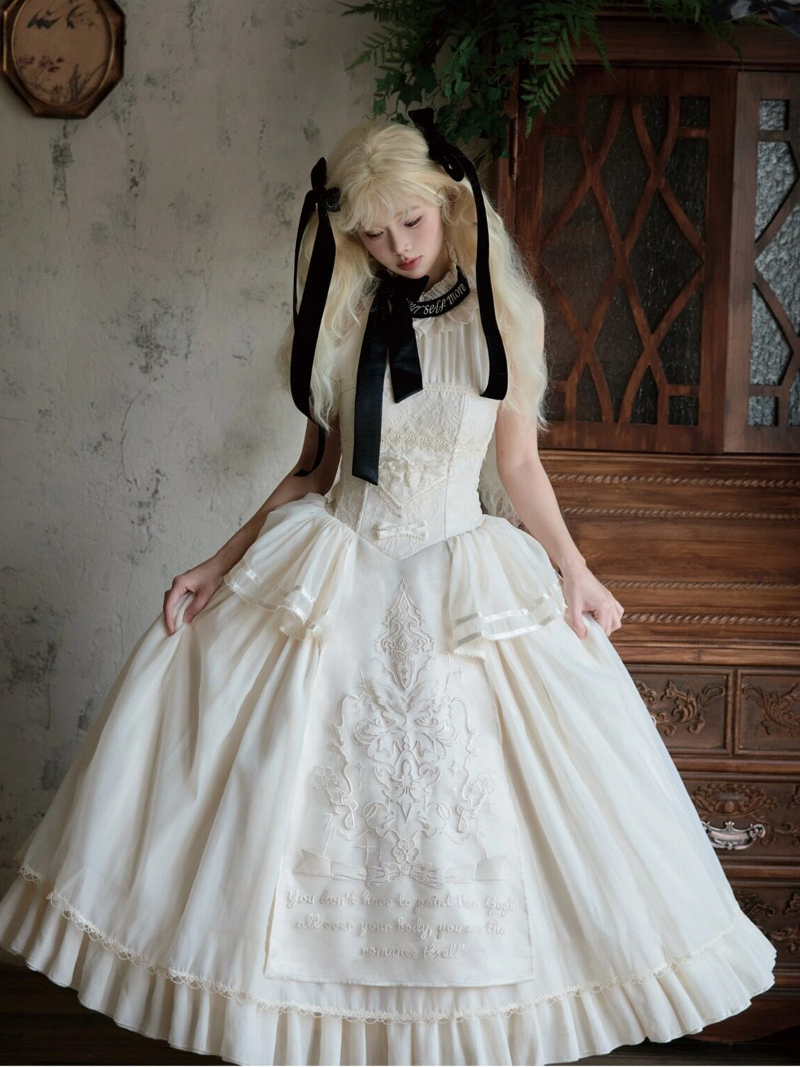 Free Letter Lolita Classic Embroidered Long Dress
