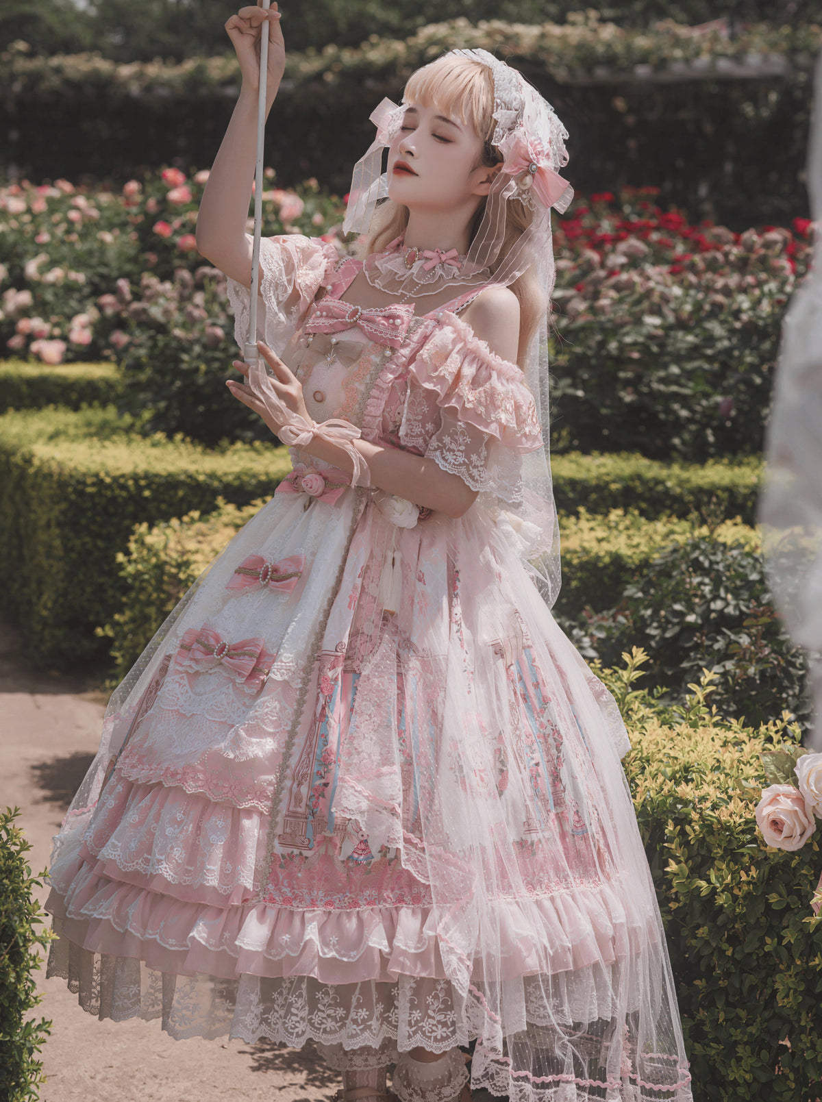 Moon Ballad Lolita Gorgeous Bridal Light Pink JSK Full Set